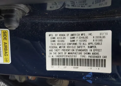 2015 Honda Accord Lx from USA, damaged, VIN 1HGCR2F33FA252197